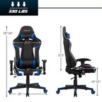 Costway Massage Gaming Chair Reclining Swivel Racing Office Chair w/Lumbar Support White\Blue\Grey\Red