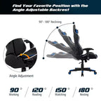 Costway Massage Gaming Chair Reclining Swivel Racing Office Chair w/Lumbar Support White\Blue\Grey\Red
