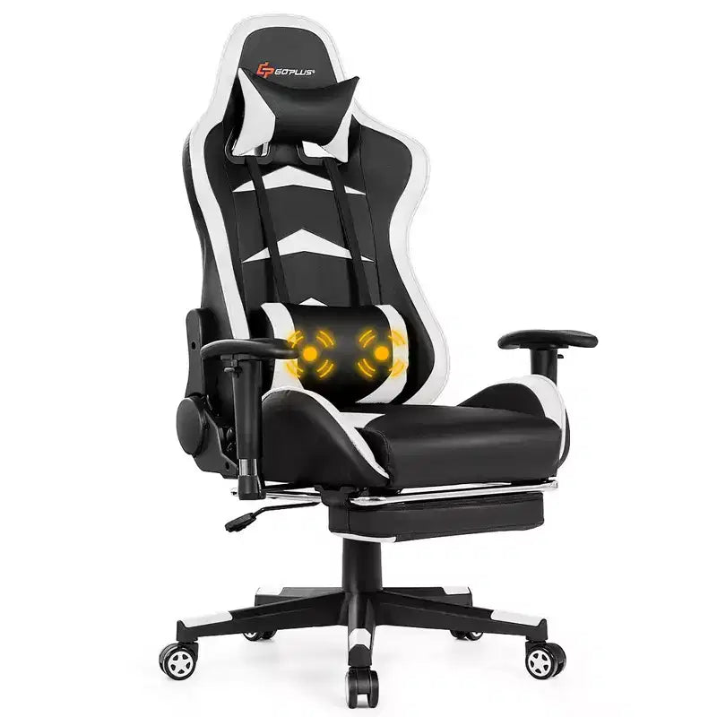 Costway Office Massage Gaming Chair Reclining Swivel Racing with Footrest