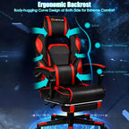 Costway Massage Gaming Chair Reclining Racing Computer Office Chair with Footrest White\ Black\Blue\Red