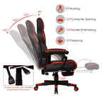 Costway Massage Gaming Chair Reclining Racing Computer Office Chair with Footrest White\ Black\Blue\Red