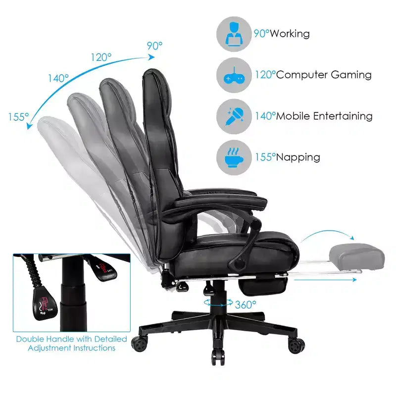 Costway Massage Gaming Chair Reclining Racing Computer Office Chair with Footrest White\ Black\Blue\Red