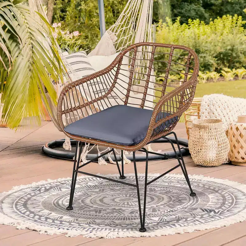 Costway 3PCS Patio Rattan Bistro Set Coffee Table Armchair Garden