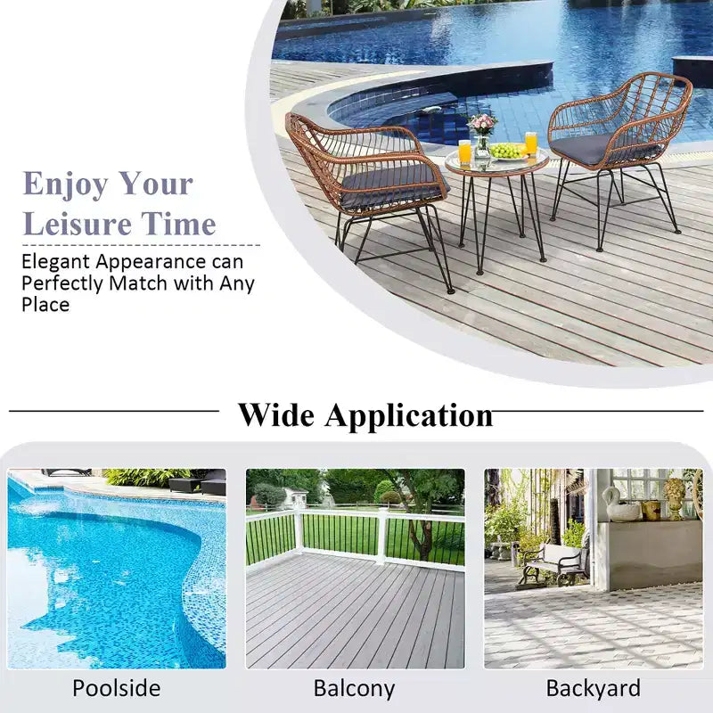 Costway 3PCS Patio Rattan Bistro Set Coffee Table Armchair Garden