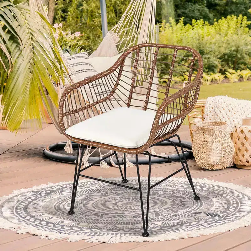 Costway 3PCS Patio Rattan Bistro Set Coffee Table Armchair Garden