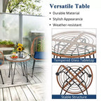 Costway 3PCS Patio Rattan Bistro Set Coffee Table Armchair Garden