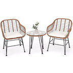 Costway 3PCS Patio Rattan Bistro Set Coffee Table Armchair Garden