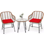 Costway 3PCS Patio Rattan Bistro Set Coffee Table Armchair Garden