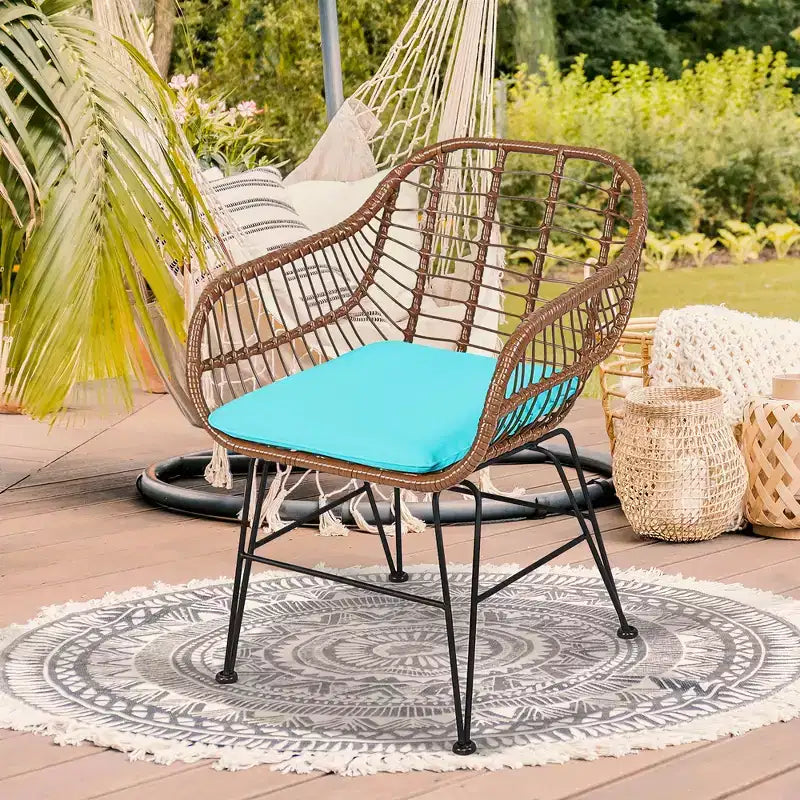 Costway 3PCS Patio Rattan Bistro Set Coffee Table Armchair Garden