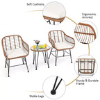 Costway 3PCS Patio Rattan Bistro Set Coffee Table Armchair Garden