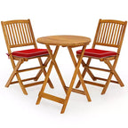 Costway 3PCS Patio Folding Wooden Bistro Set Cushioned Chair Conversation Cushion