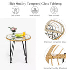 Costway 3PCS Patio Rattan Bistro Furniture Set Cushioned Chair Table