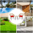 Costway 3PCS Patio Rattan Bistro Furniture Set Cushioned Chair Table