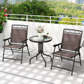 Costway 3 PCS Outdoor Bistro Dining Furniture Set with 1.57 Umbrella Hole Rippled