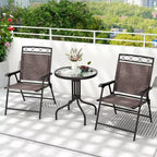 Costway 3 PCS Outdoor Bistro Dining Furniture Set with 1.57 Umbrella Hole Rippled