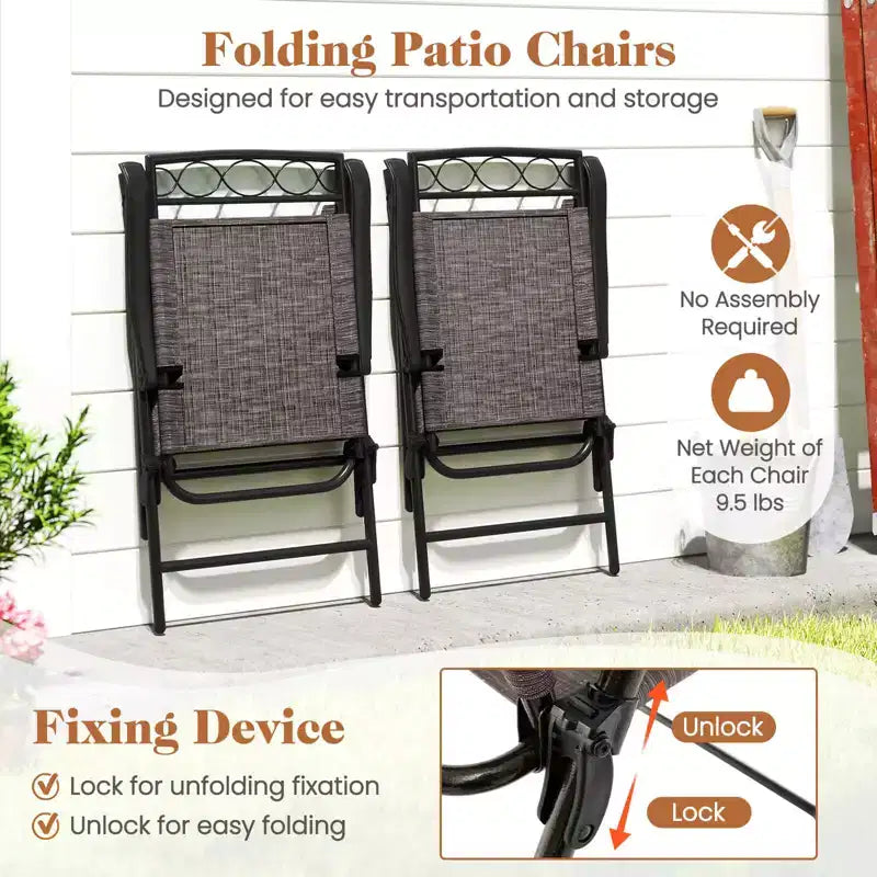Costway 3 PCS Outdoor Bistro Dining Furniture Set with 1.57 Umbrella Hole Rippled