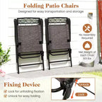 Costway 3 PCS Outdoor Bistro Dining Furniture Set with 1.57 Umbrella Hole Rippled
