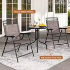 Costway 3 PCS Outdoor Bistro Dining Furniture Set with 1.57 Umbrella Hole Rippled