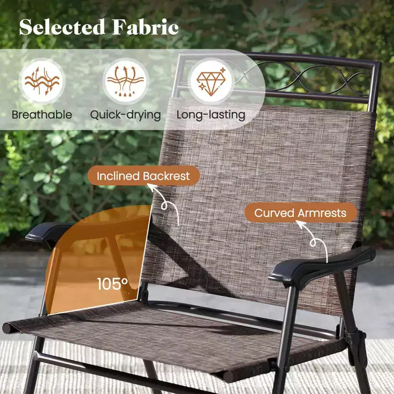 Costway 3 PCS Outdoor Bistro Dining Furniture Set with 1.57 Umbrella Hole Rippled