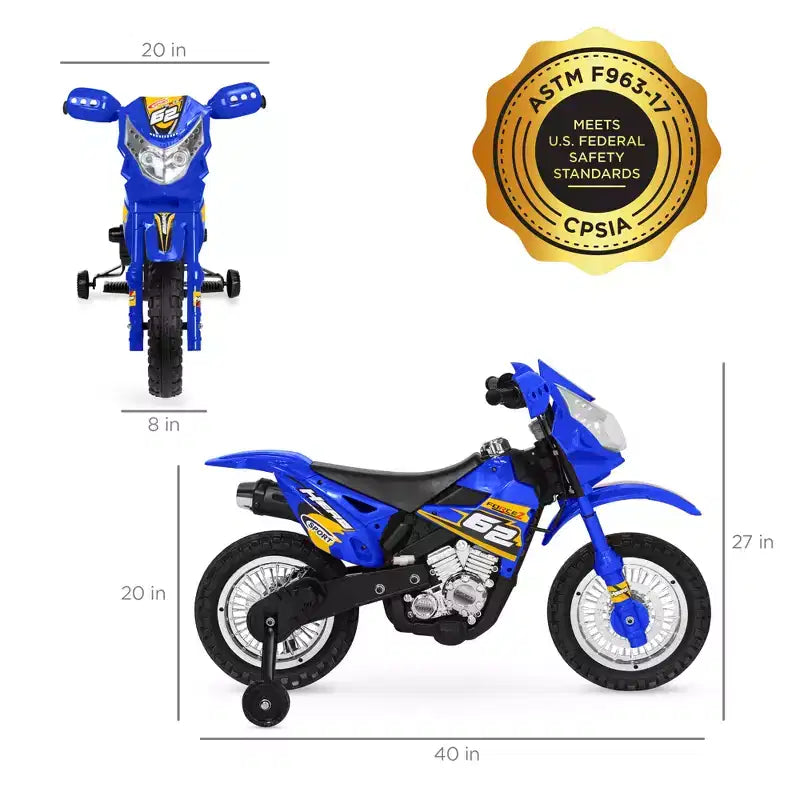 Best Choice Products 6V Kids Electric Battery Powered Ride On Motorcycle w/ Training Wheels, Lights, Music