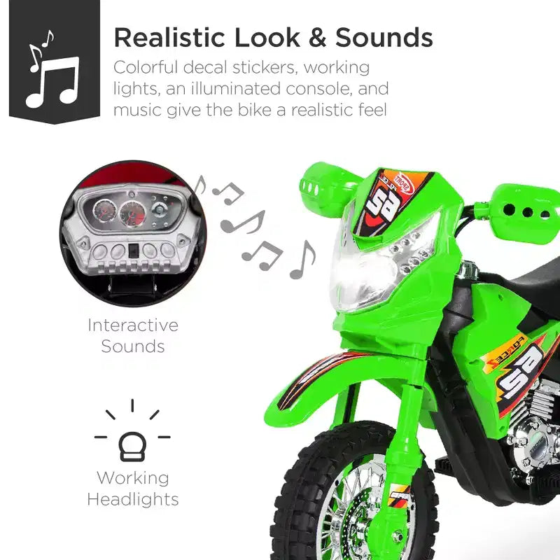 Best Choice Products 6V Kids Electric Battery Powered Ride On Motorcycle w/ Training Wheels, Lights, Music