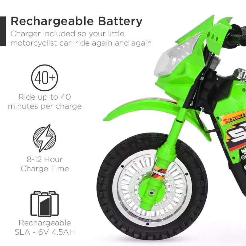 Best Choice Products 6V Kids Electric Battery Powered Ride On Motorcycle w/ Training Wheels, Lights, Music