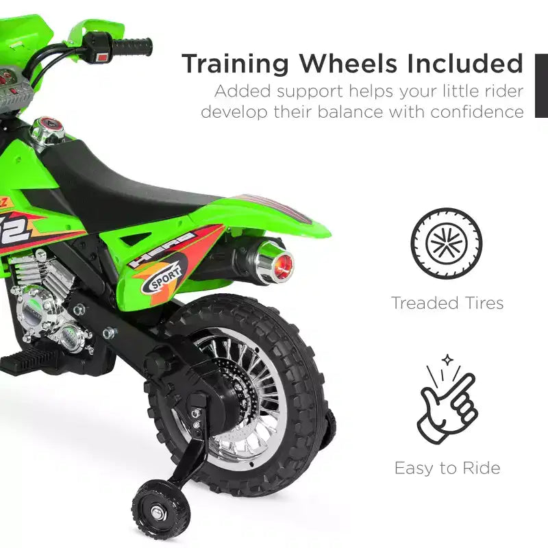 Best Choice Products 6V Kids Electric Battery Powered Ride On Motorcycle w/ Training Wheels, Lights, Music