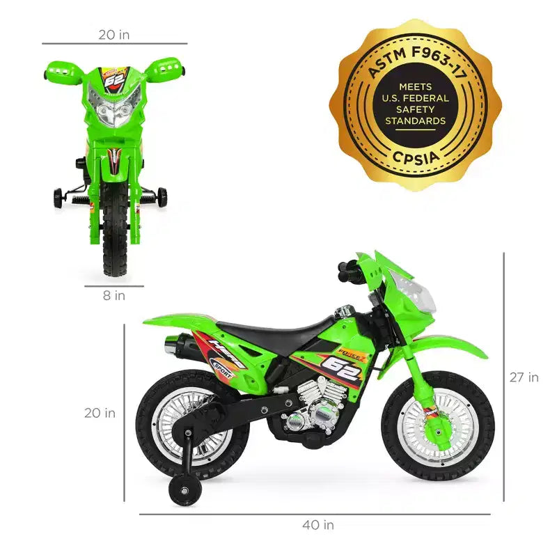 Best Choice Products 6V Kids Electric Battery Powered Ride On Motorcycle w/ Training Wheels, Lights, Music