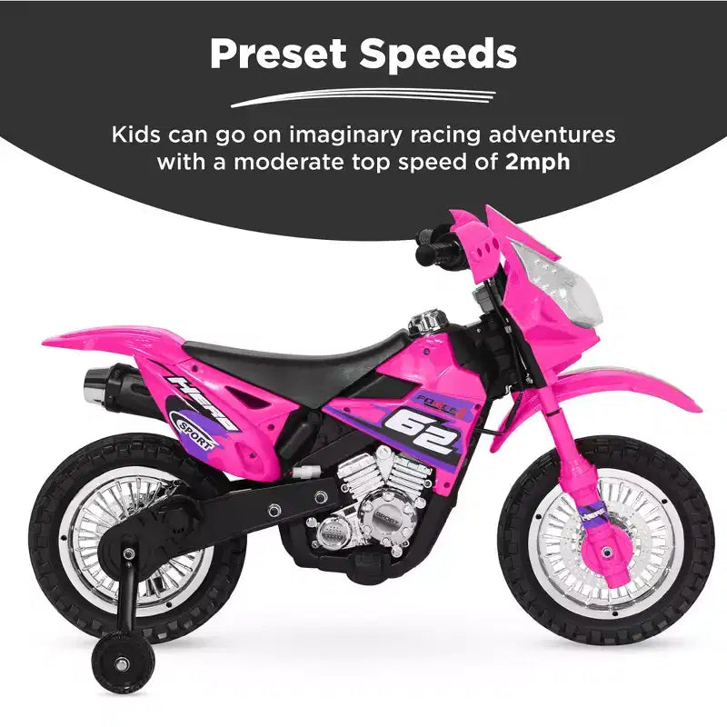 Best Choice Products 6V Kids Electric Battery Powered Ride On Motorcycle w/ Training Wheels, Lights, Music