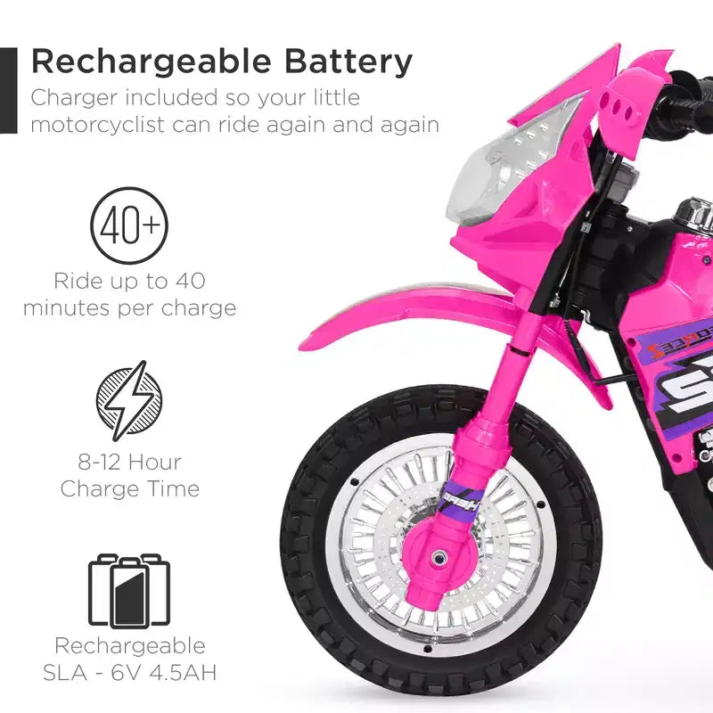 Best Choice Products 6V Kids Electric Battery Powered Ride On Motorcycle w/ Training Wheels, Lights, Music