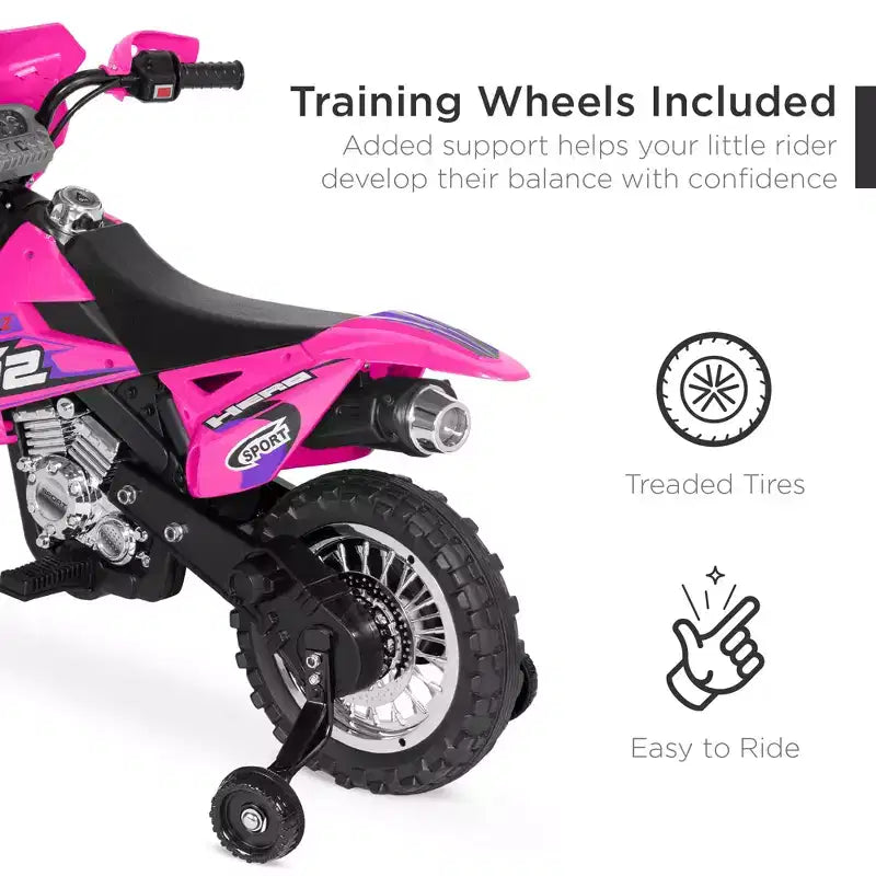 Best Choice Products 6V Kids Electric Battery Powered Ride On Motorcycle w/ Training Wheels, Lights, Music