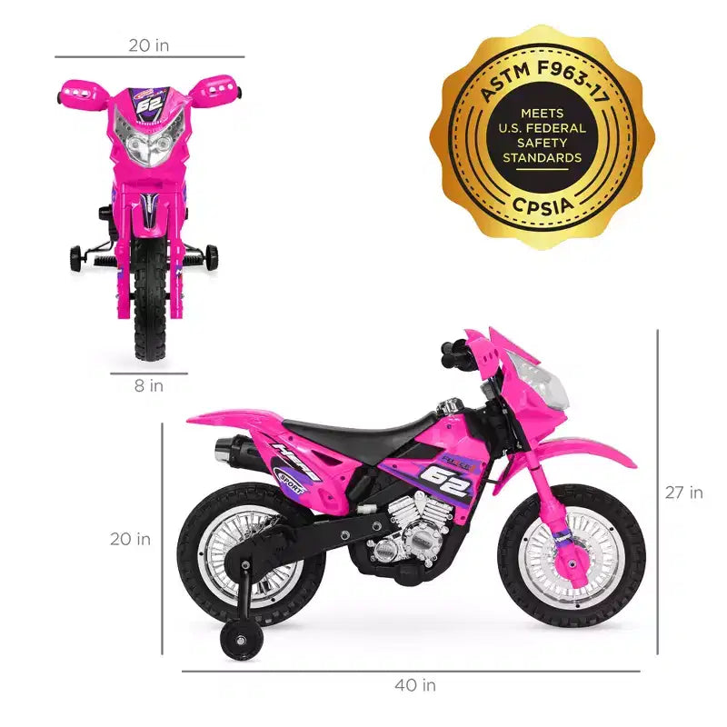Best Choice Products 6V Kids Electric Battery Powered Ride On Motorcycle w/ Training Wheels, Lights, Music