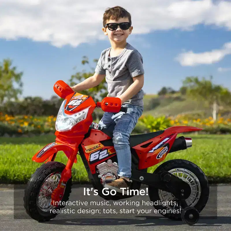 Best Choice Products 6V Kids Electric Battery Powered Ride On Motorcycle w/ Training Wheels, Lights, Music