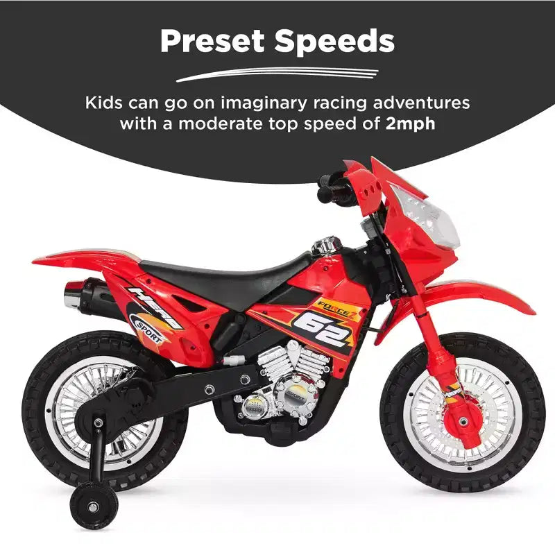 Best Choice Products 6V Kids Electric Battery Powered Ride On Motorcycle w/ Training Wheels, Lights, Music