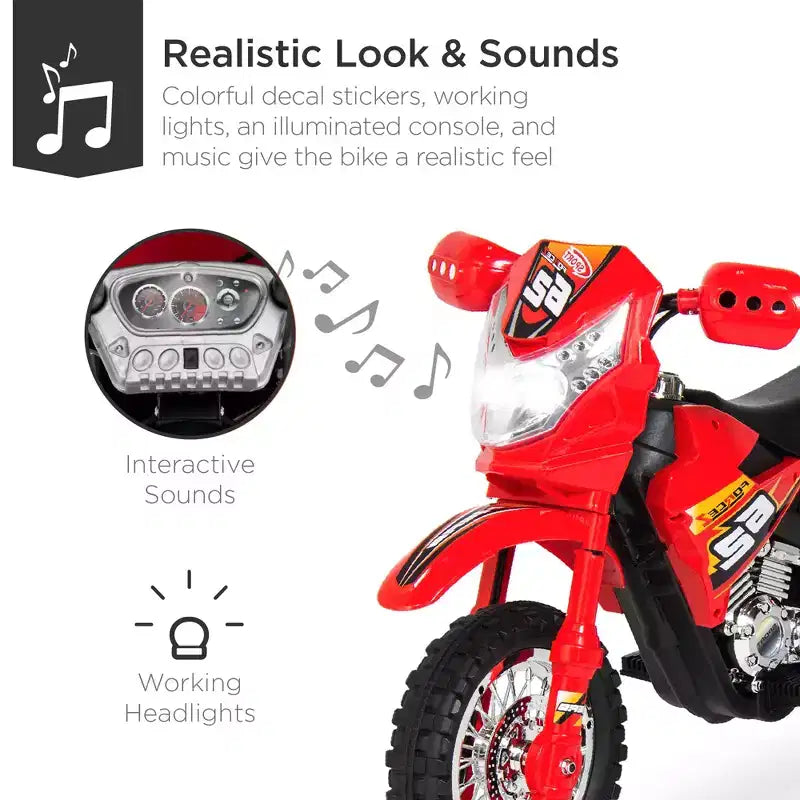 Best Choice Products 6V Kids Electric Battery Powered Ride On Motorcycle w/ Training Wheels, Lights, Music