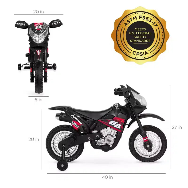 Best Choice Products 6V Kids Electric Battery Powered Ride On Motorcycle w/ Training Wheels, Lights, Music
