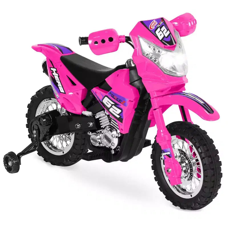 Best Choice Products 6V Kids Electric Battery Powered Ride On Motorcycle w/ Training Wheels, Lights, Music