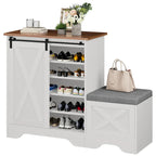Farmhouse Shoe Cabinet with Sliding Door Shoe Bench 5-Tier Shoe Storage Cabinet with Adjustable Shelves for 20 Pairs