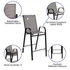 Flash Furniture Outdoor Dining Set - 2-Person Bistro Set - Outdoor Glass Bar Table with All-Weather Patio Stools