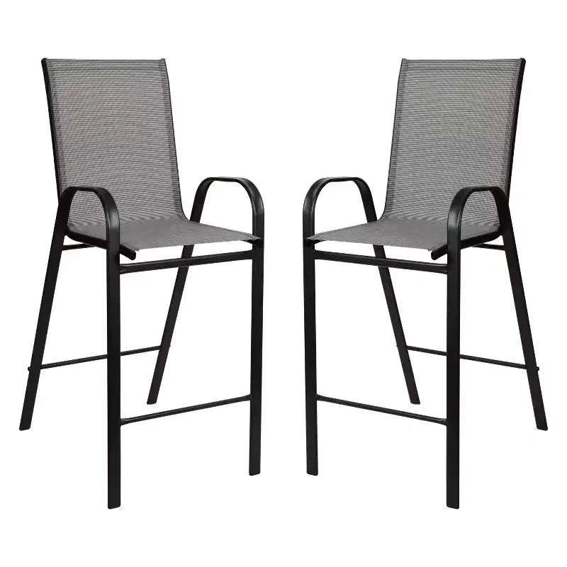 Flash Furniture Outdoor Dining Set - 2-Person Bistro Set - Outdoor Glass Bar Table with All-Weather Patio Stools