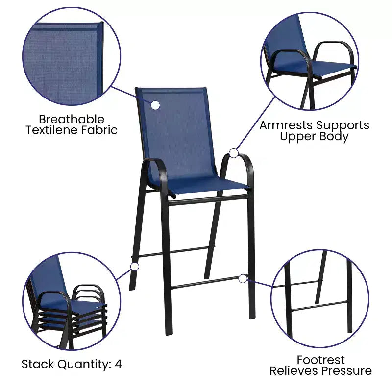 Flash Furniture Outdoor Dining Set - 2-Person Bistro Set - Outdoor Glass Bar Table with All-Weather Patio Stools