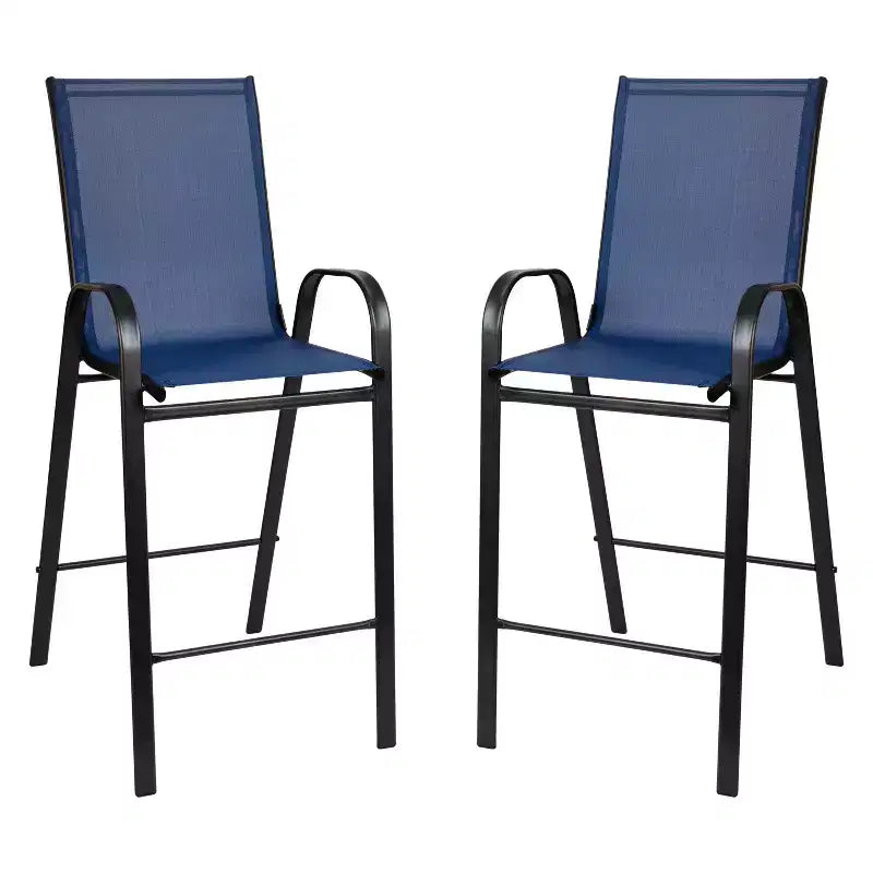 Flash Furniture Outdoor Dining Set - 2-Person Bistro Set - Outdoor Glass Bar Table with All-Weather Patio Stools
