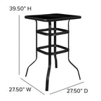 Flash Furniture Outdoor Dining Set - 2-Person Bistro Set - Outdoor Glass Bar Table with All-Weather Patio Stools