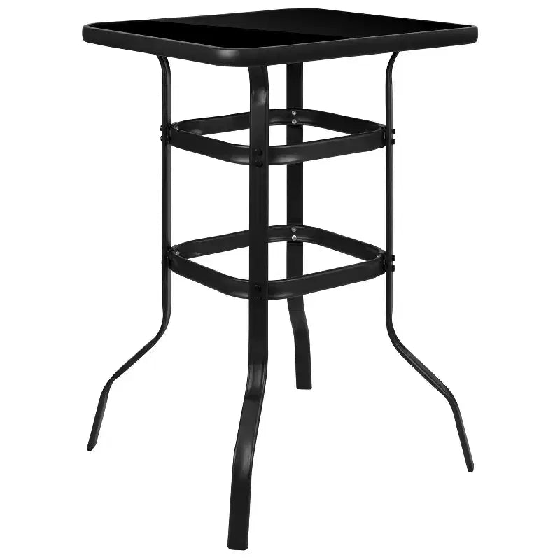 Flash Furniture Outdoor Dining Set - 4-Person Bistro Set - Outdoor Glass Bar Table with All-Weather Patio Stools