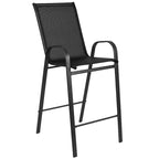 Flash Furniture Outdoor Dining Set - 4-Person Bistro Set - Outdoor Glass Bar Table with All-Weather Patio Stools