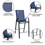 Flash Furniture Outdoor Dining Set - 4-Person Bistro Set - Outdoor Glass Bar Table with All-Weather Patio Stools