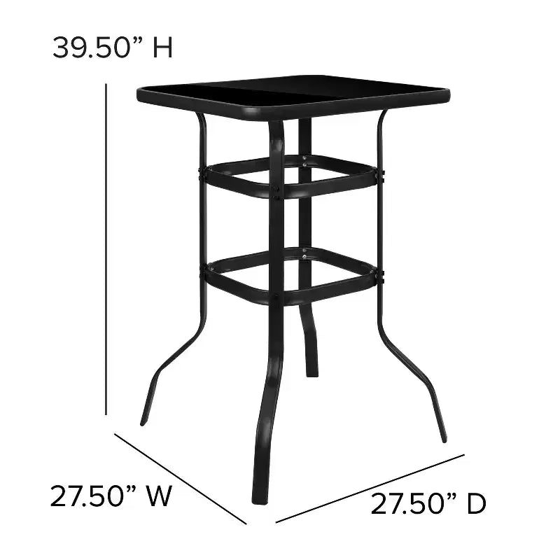 Flash Furniture Outdoor Dining Set - 4-Person Bistro Set - Outdoor Glass Bar Table with All-Weather Patio Stools