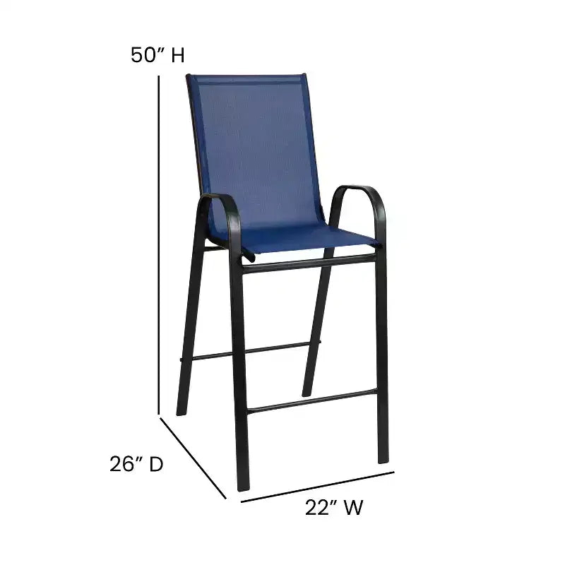 Flash Furniture Outdoor Dining Set - 4-Person Bistro Set - Outdoor Glass Bar Table with All-Weather Patio Stools