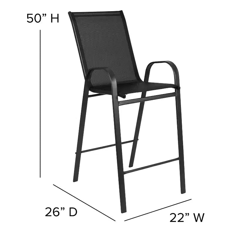 Flash Furniture Outdoor Dining Set - 4-Person Bistro Set - Outdoor Glass Bar Table with All-Weather Patio Stools