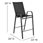 Flash Furniture Outdoor Dining Set - 4-Person Bistro Set - Outdoor Glass Bar Table with All-Weather Patio Stools